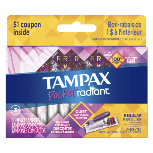 Tampax Pocket Radiant Tampon - 3 Ct