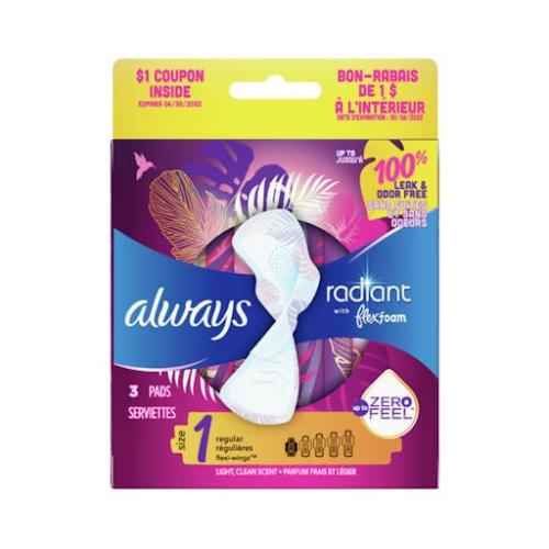 Always Radiant Regular Pads - 3 Ct